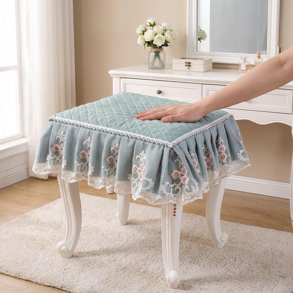 Thick Floral Makeup Stool Cover Floral Pattern Seat Chair Slipcover Stool Cushion Cover Household