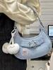 2025 Spring/Summer Spicy Girl Y2K Retro Denim Underarm Baguette Bag
