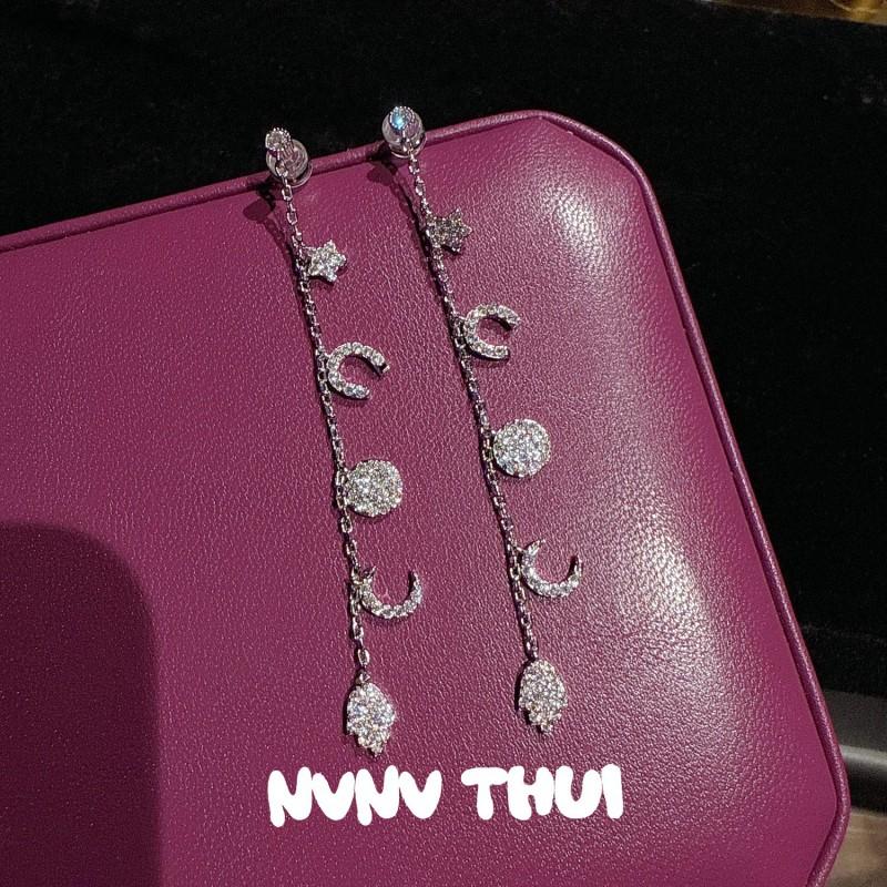 Elegant Water Drop Butterfly Knot Pearl CZ Earrings With Star Moon Pendant Women Vintage Chic Jewelry