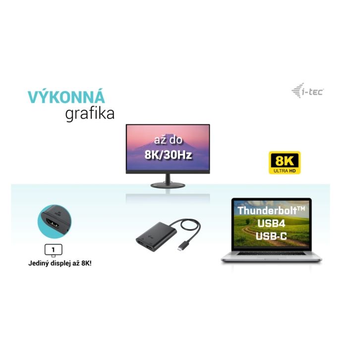 Adaptateur Vidéo HDMI USB-C Double 4K/60Hz (simple 8K/30Hz) I-tec
