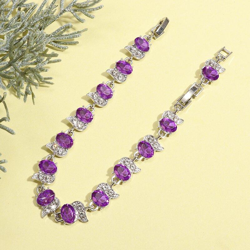 Exquisites Funkelndes Kristall Zirkon Flügel Edelstein Tennisarmband Damen Mode Hip Hop Schmuck Geschenk mit Verlängerungskette
