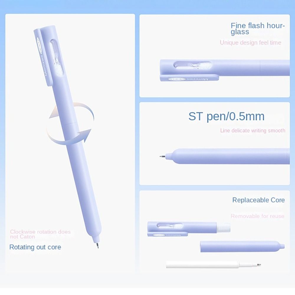 Creative Hourglass Press Gel Pen ST Tip Quick Drying Neutral Pen Student Specific 0.5mm Black Ink Ballpoint Pen Gift