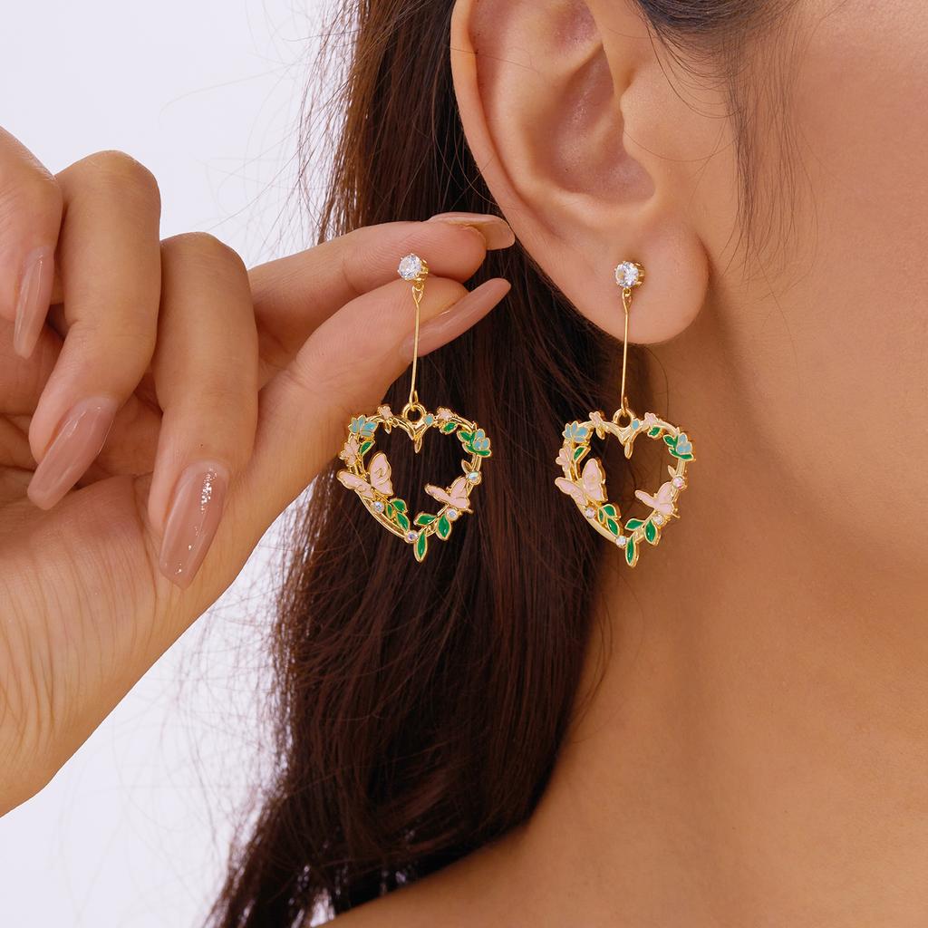 Korean Style Flower Cute Animal Asymmetric Dangle Earrings for Women Sweet Temperament Tassel Earrings Party Jewelry Gift