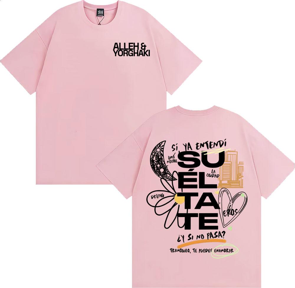 Alleh Yorghaki Su El Ta Te Letter Print Tshirts Unisex High Street Trending Oversized T Shirt Men Casual ONeck Cotton Tshirt