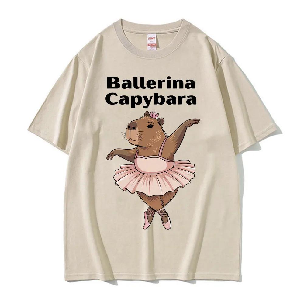 

Cute Ballerina Capybara Funny Italian Brainrot Meme T Shirt Womens Kawaii Casual Tshirt Vintage Casual Tee Shirt S