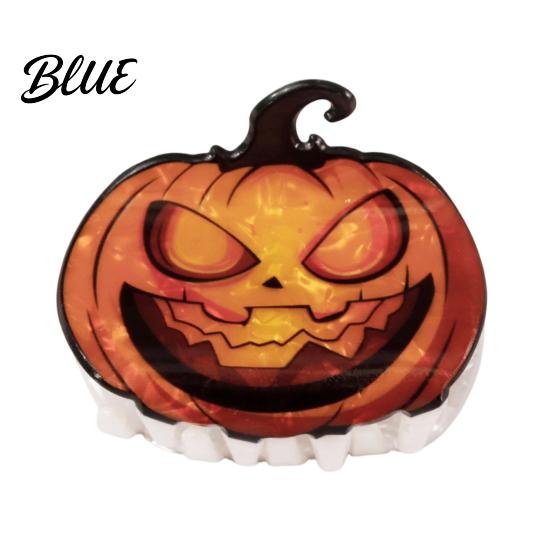 Half-tied Hair Clip Back Head Claw Reinforced Shark with Elastic Base Halloween Skull Transparent Acrylic Claw Pumpkin Bat Patterns for Bun