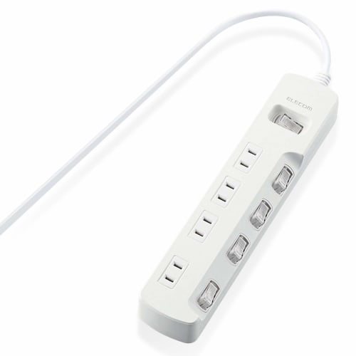 ELECOM Power Tap Bulk & Individual Switch Energy Saving Swing Plug 4 Ports 2m White T-E7A-2420WH