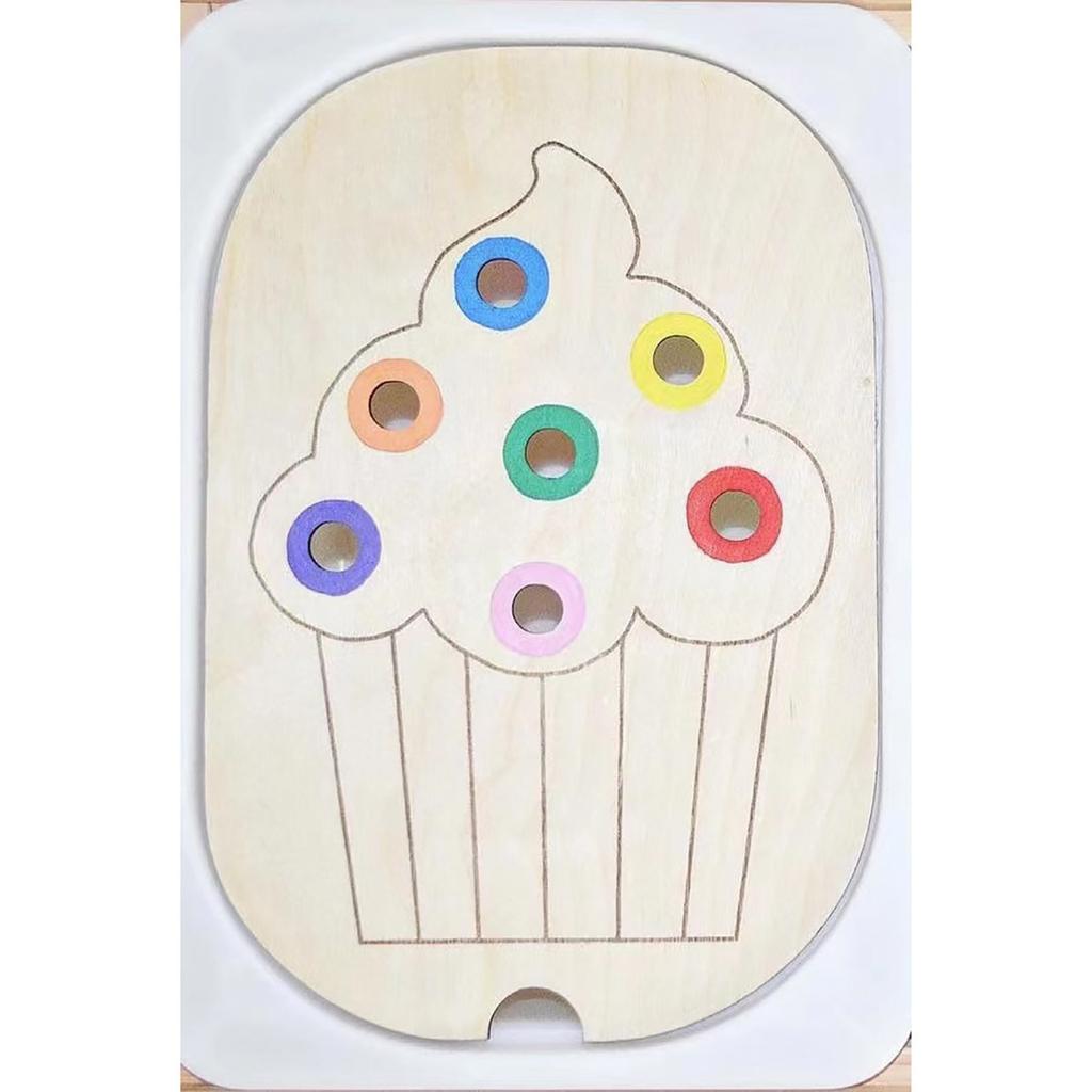 Children'S Sensory Tray Table Color Hairball Game Wooden Tile Montessori Early Education Toys Kids Toys Educational Accessories