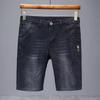 Men's Straight Casual Denim Shorts Simple Solid Color Slim Jeans Comfortable Breathable Short Pants Summer