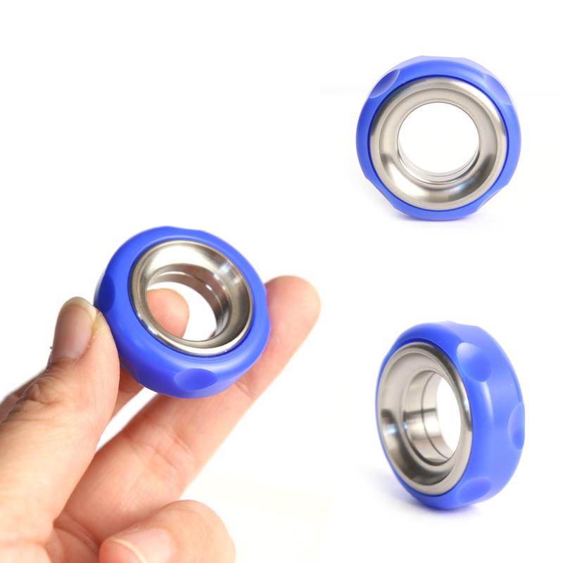 Mechanical Fidget Ratchet Ring EDC Toys Adjustable Haptic Ring Stainless Steel+Pom Fingertip Metal Tyre Toys Stress Spinner