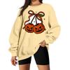 Women's Long Sleeve Neck Sweatshirt Loose Fit Casual Pullover Top with Small Halloween Print