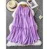 White Skirt Women clothes 2025 Summer Small Mid-Length Casual High Waist Slimming Big Hemline Puffy Cake Skirt
