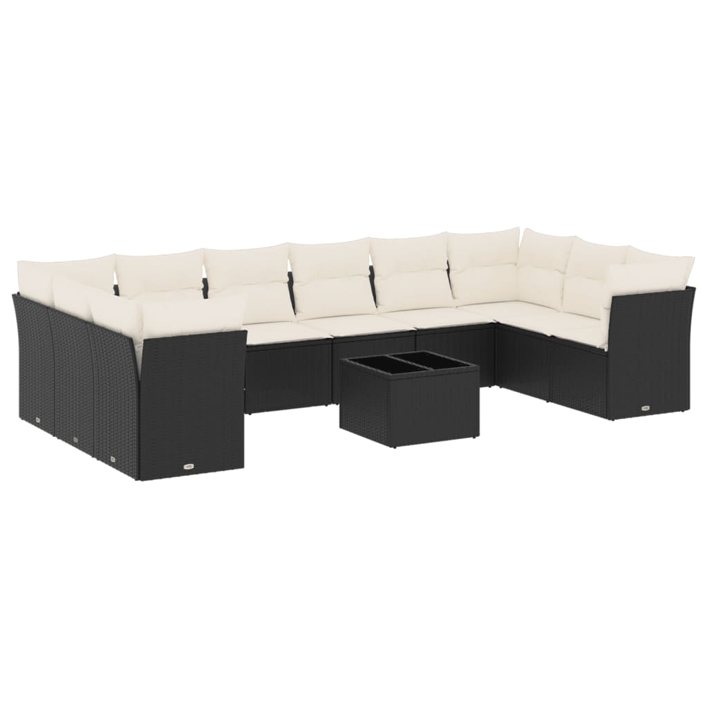 Vidaxl 11-Cz. Set da Giardino, Cuscini Rattan Nero Pe