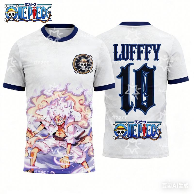 2026 Japanese Anime One Piece Luffy Graphic T-Shirt Football Jersey Sports Dry Men's T-Shirt Kid's Clothing Tee Top