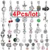 4pcs /Lot 2022 Sterling Silver Color Beads 41 Styles Sparkling Charm Fit Original Brand Bracelets For Women Jewelry Making Gift