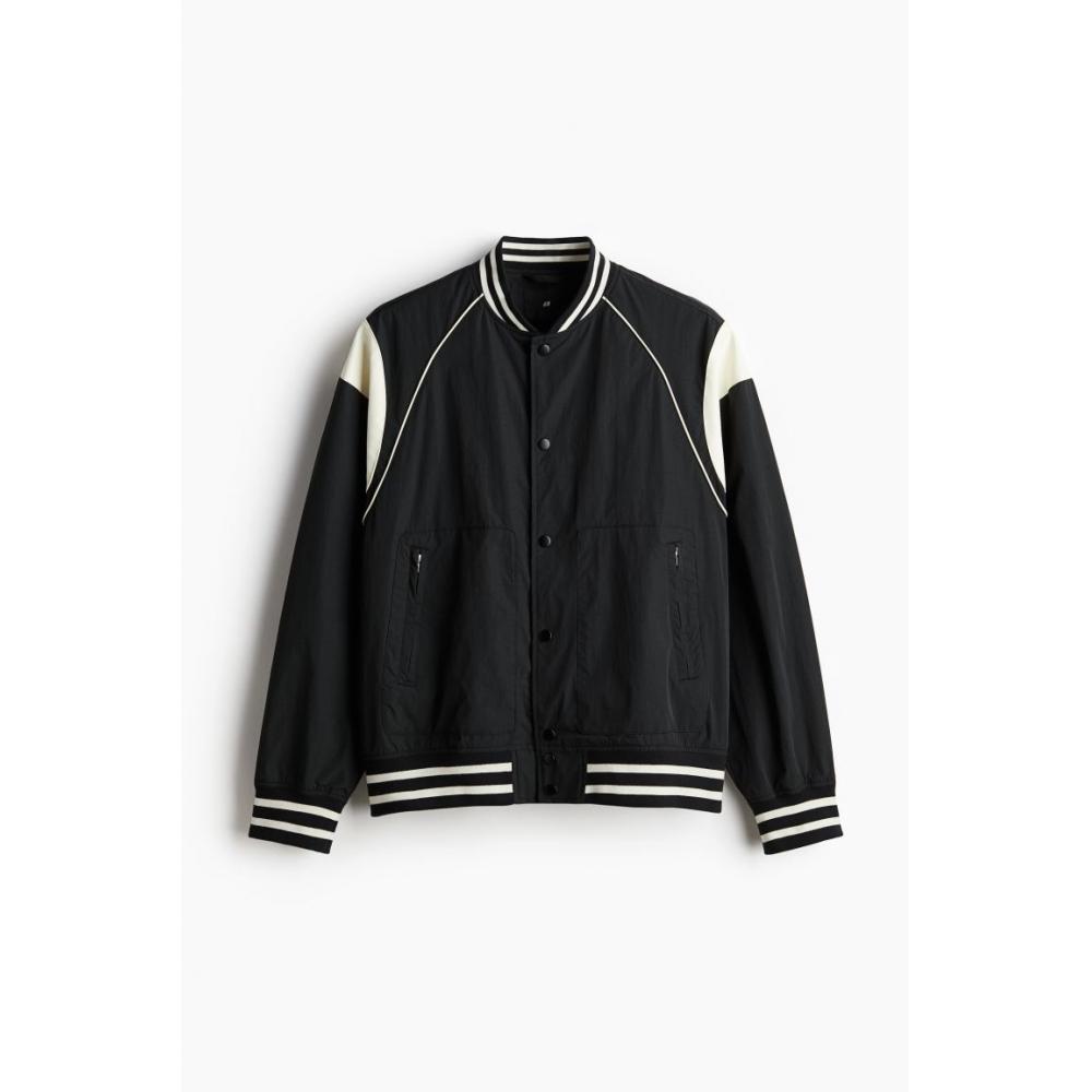 H M Loose Fit boMber Jacket Black wHite