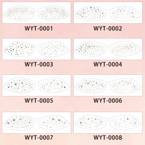 Metallic Eye Tattoo Stickers, Waterproof Temporary Freckle Decals, Sparkling Foil Eye Makeup for Festival Party, Glitter Face Art
