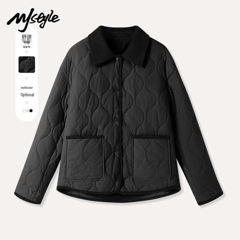 MJ STYLE Women's Color-Block Lapel Quilted Jacket