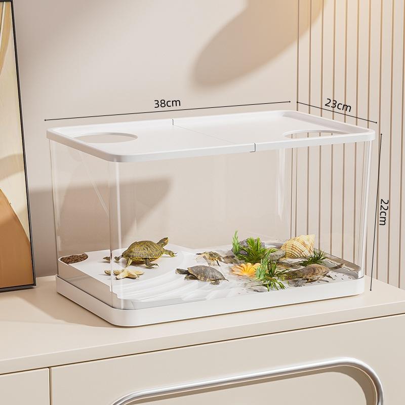 Pet  Transparent Mini Fish Tank Aquarium Drop Resistant Hydroponic With Lid Ecological Desktop Home Lazy Tank Turtle Tank