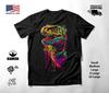 T-Rex Dinosaur Neon Graphic T-Shirt Black Unisex S-2XL