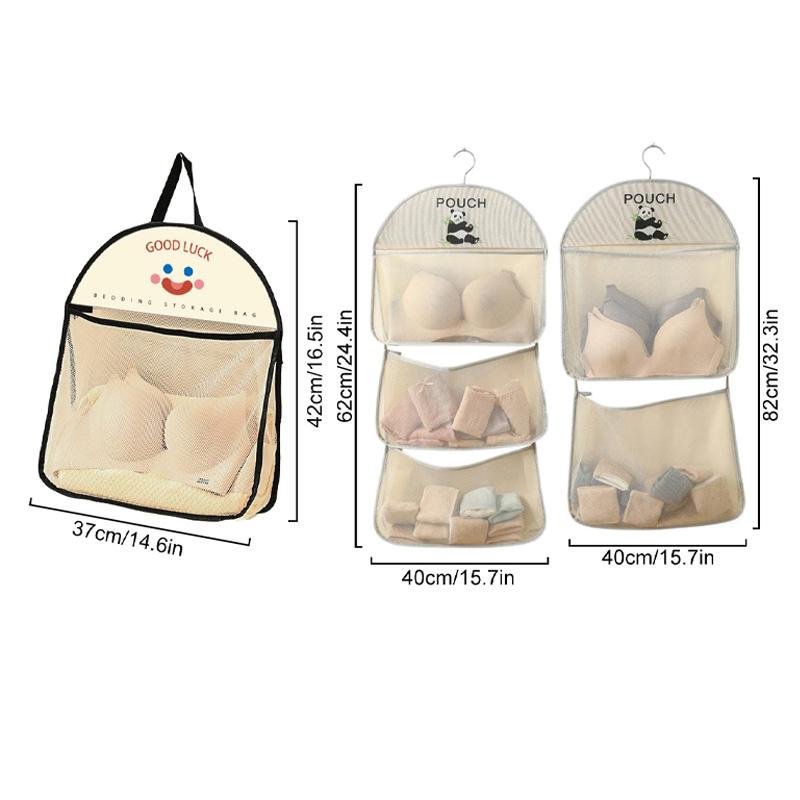 1pc Bra Storage Net Multi-layer Storage Bags Space-saving Underwear Socks Breathable Hanging Mesh Bag Storage Organizer