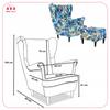 ARI PRINT Wing Chair with Footrest, Scandinavian Family Furniture Monstera