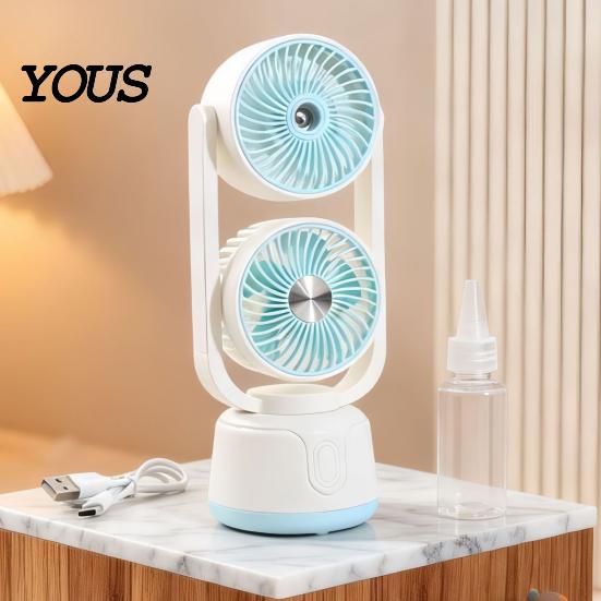 Travel Fan with Mist Misting Cooling Fan, Portable USB Handheld Water Three Speed Spray, Desktop Mini for Office Home, Personal Humidifier