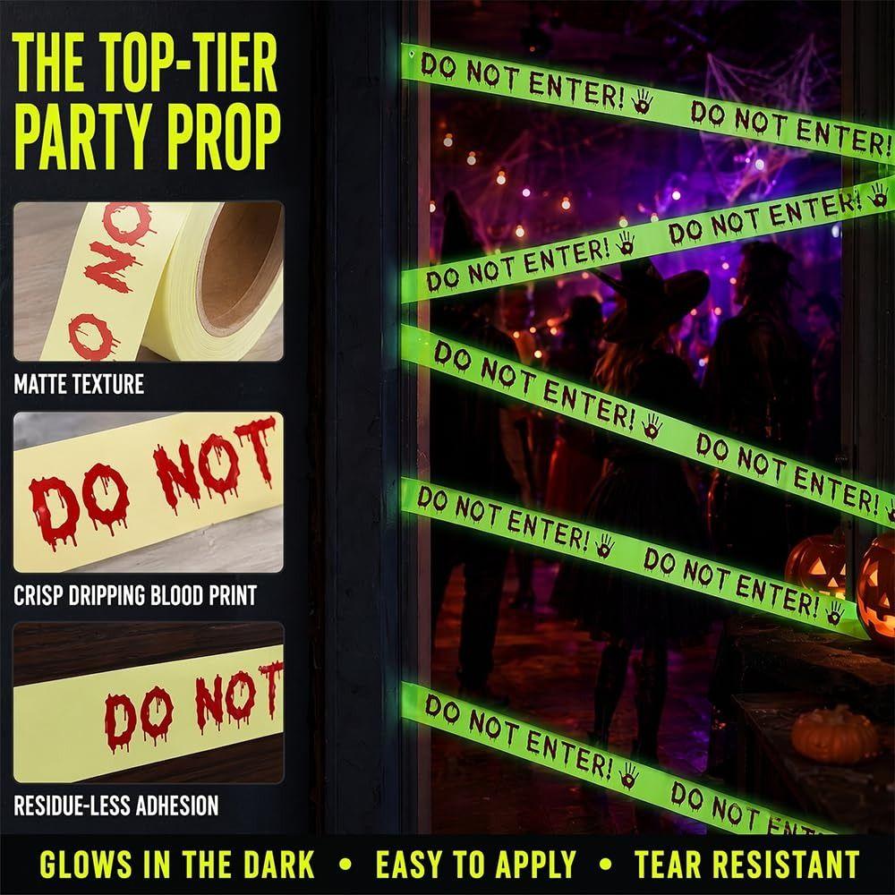 Do Not Enter Text Halloween Caution Tape Glow In The Dark Scary Caution Tape Haunted Houses