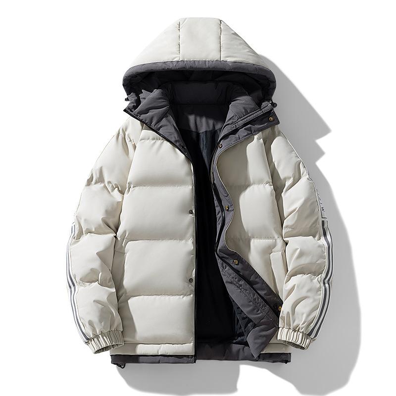 Casual down cotton jacket men's autumn and winter new young and middle-aged Hong Kong style cotton jacket loose plus size hooded cotton jacket
