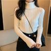 Women's Soft Waxy Core-Spun Yarn High Collar Knit Sweater for Autumn/Winter 2025