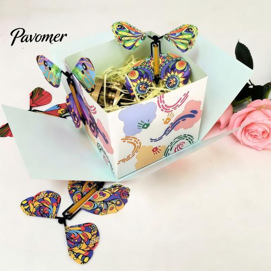 Ceremonial Gift Box with Winged Surprise Butterfly Explosion Box, DIY Exploding Present Holder 4 Memory Making for Anniversary Flying Butterflies
