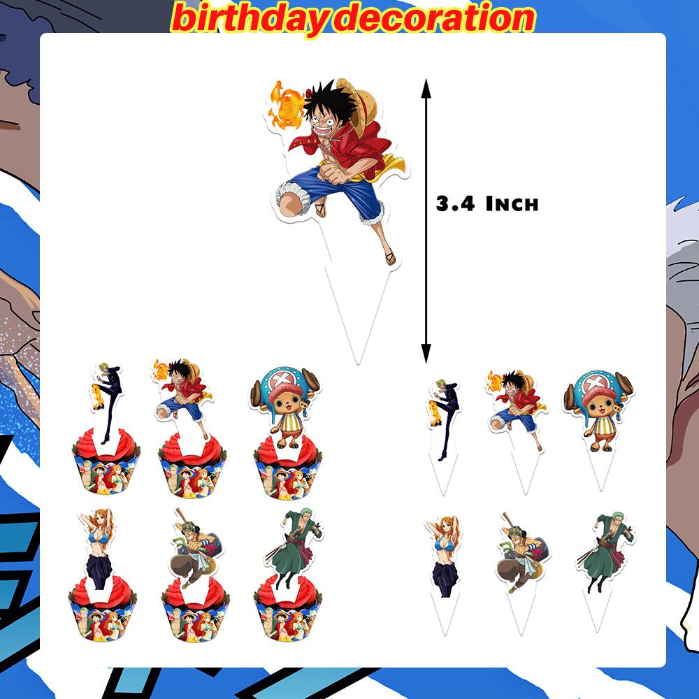 Dekoracje Urodzinowe One Piece Balon Luffy Zoro Jednorazowe Talerzyki Imprezowe Baner Dekoracja Tortu Torebki na Prezenty Chłopcy Akcesoria na Baby Shower