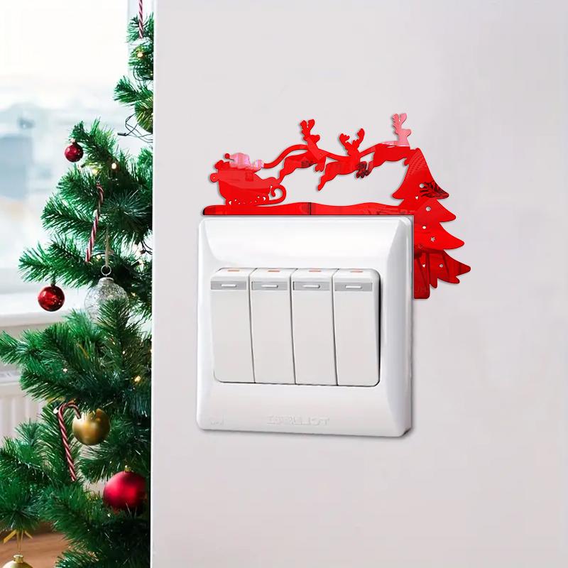 

Рождественский стереоскопический переключатель украшения настенные наклейки Санта-Клаус кедр DIY домашняя вечеринка лось