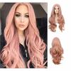 New Wig Ladies Medium Long Curly Hair Pink Wig Cover