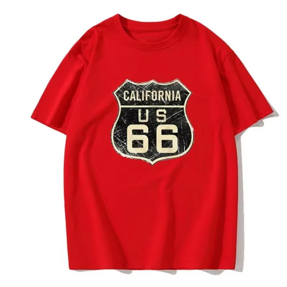 Neues Sommer Herren American Retro T-Shirt Hip-Hop Mode Lässig Persönlichkeit 66 Design Kurzarm Alltagskleidung