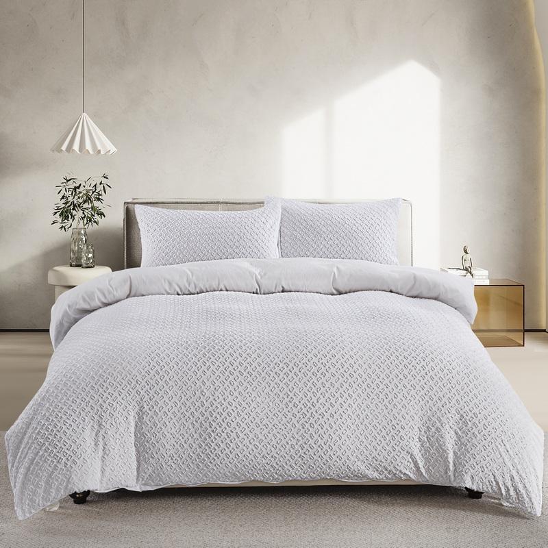 Solid Color Queen King Duvet Cover Set - Tufted Boho Chic Soft Textured Clipped Microfiber Bedding Set 2/3 Piece Comforter Cover