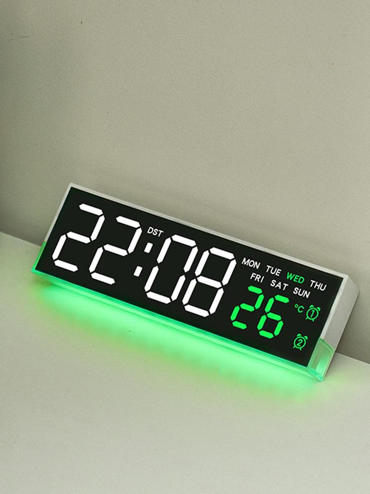 Tischuhr mit Atmosphärenlichtern Digitaluhr USB-Ladeanschluss Moderne Elektronische Uhr Großes Display für Wohnzimmerdekoration