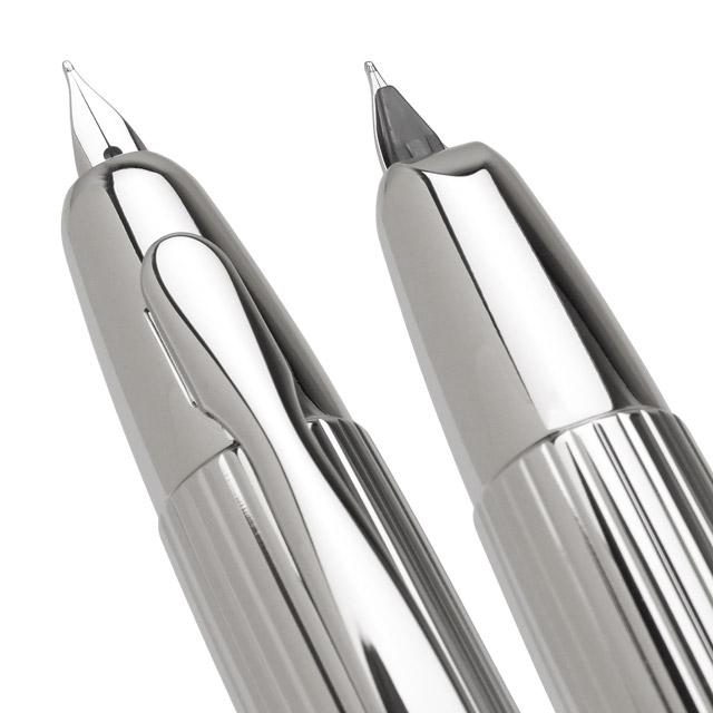 Pilot CAPLESS STRIPE Rhodium Vanishing Point Fountain Pen Fine Nib FC-3MS-S-F with Converter