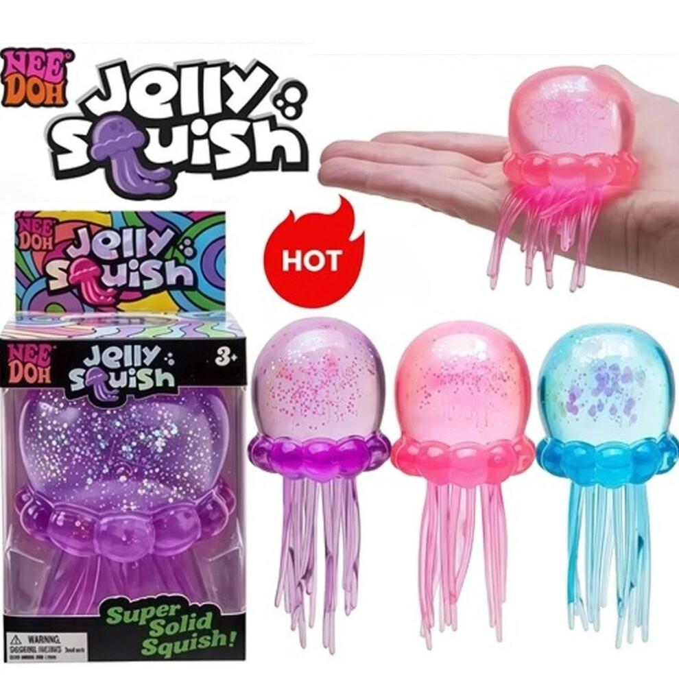 (Bleu) NeeDoh Méduse Gelée Squish Jouet Anti-Stress Fidget Sensoriel À Presser Jouet Souple