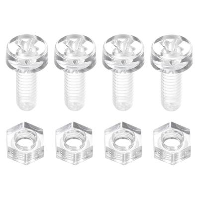 Uxcell Clear Acrylic Screw Nut M3 X 8mm PC Clear Round Head Phillips Bolts Hex Nuts for DIY Mechanical Electronic Crafts 100-Pack & Kit, & &