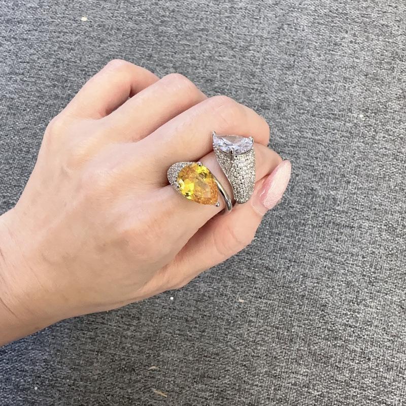 Adjustable Yellow Diamond Zirconia Ring - European & American Style Gemstone Jewelry