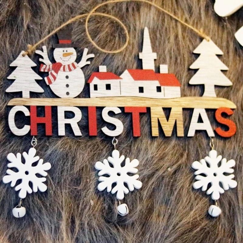 2022 Wooden Christmas Door Hanging Oranments Wall Xmas Dec Merry Christmas Decor For Home Happy New Year Naviidad Door Pendants