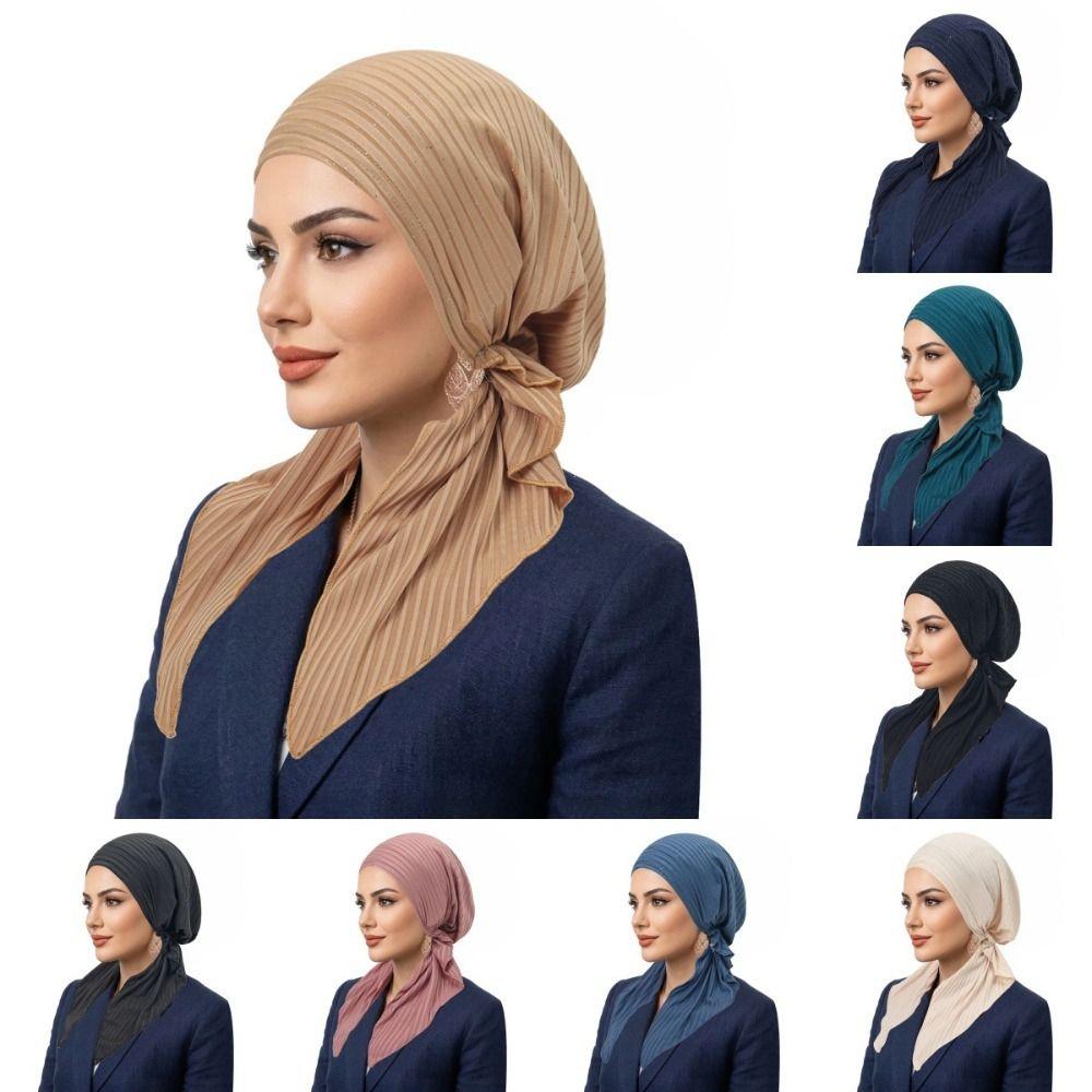 Breathable Pre-Tied Turban Stretch Fabric Bonnet Hat Trendy Head Wrap Women
