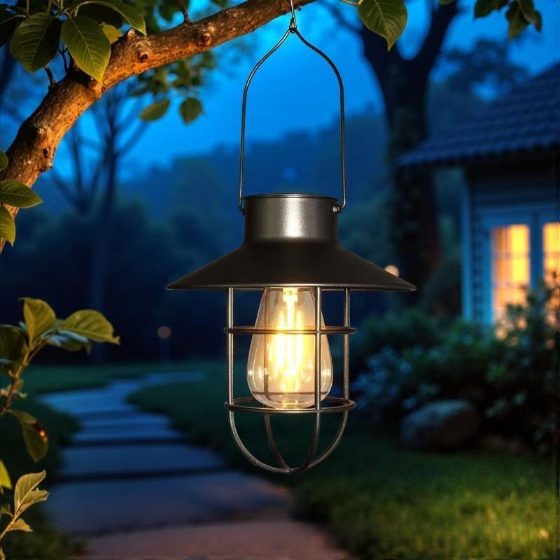 Solar Lantern Lamp Outdoor Waterproof Hanging Lamp Portable Vintage Solar Lights For Garden Yard Patio Xmas Party Decor Lighting