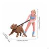 Woman Walking Dog Figure Static Miniature Scene Detailed for Collectors