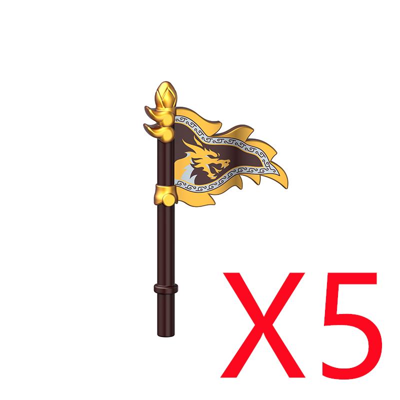 Medieval Military Building Blocks Soldier Figures Black Eagle Knight Weapons Accessories Bow Knife Shield Flag Bricks Toy K047