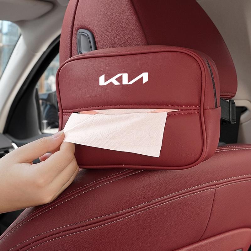 Car Tissue Box Auto Multi Functional Leather Kleenex Storage Bag For KIA Rio 4 Ev3 Ev6 Niro Stonic Sportage GT-Line Ceed Picanto Zqdtx40
