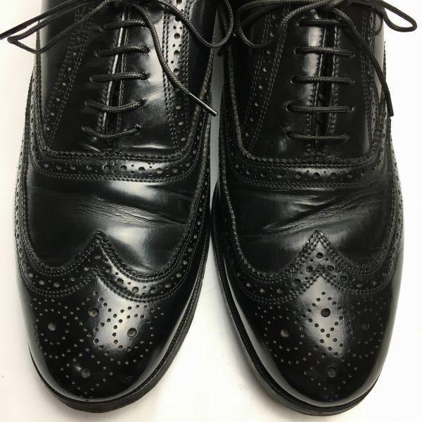 80s Vintage 1984 FLORSHEIM Full Brogue Wingtip Business Shoes Black size 9D 26.5-27.0(USED)