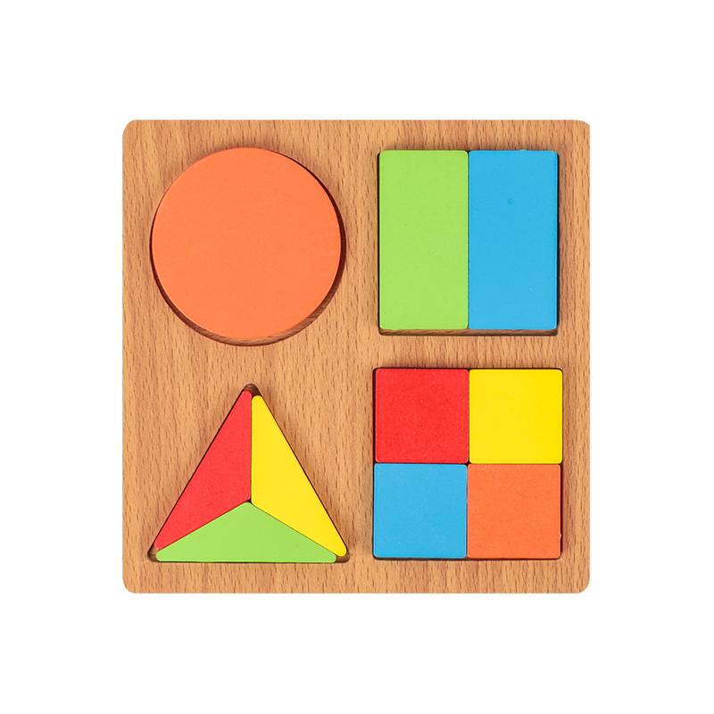 Kids Shapes Wooden Puzzle Montessori 3D Geometric Board Preschool Learning Educational Game Color Cognition Toy for Children