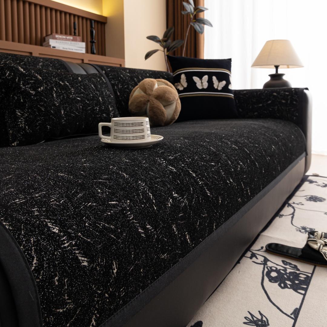 

Premium Geometric Dot Texture Chenille Non-Slip Sofa Sofa Cover – All-Seasons Comfort & Stylish Home Decor Sofa Towel Slipcover 70x70cm чорний